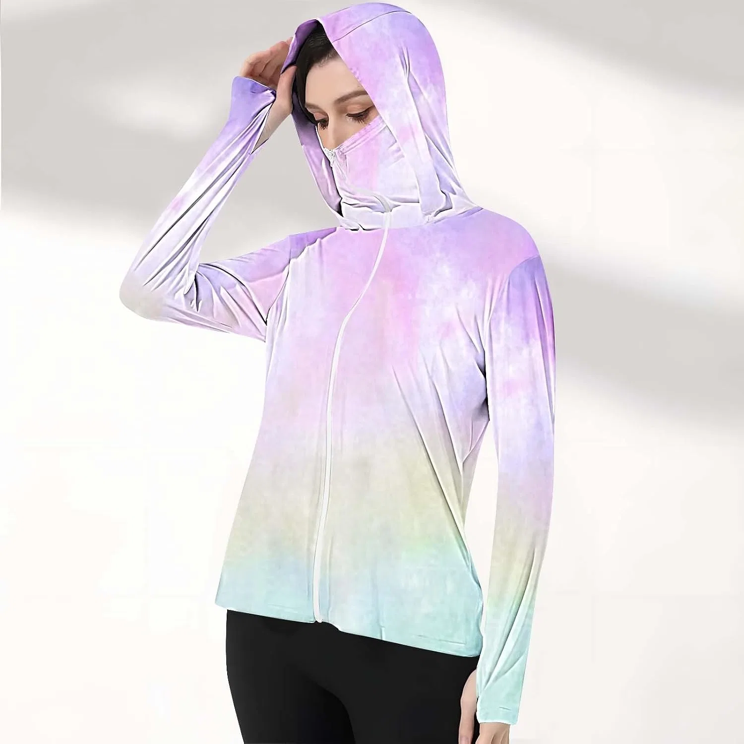 Женская футболка с принтом, модель Fishing Shirts with Thumb Holes & Face Mask, мультиколор — фото 2