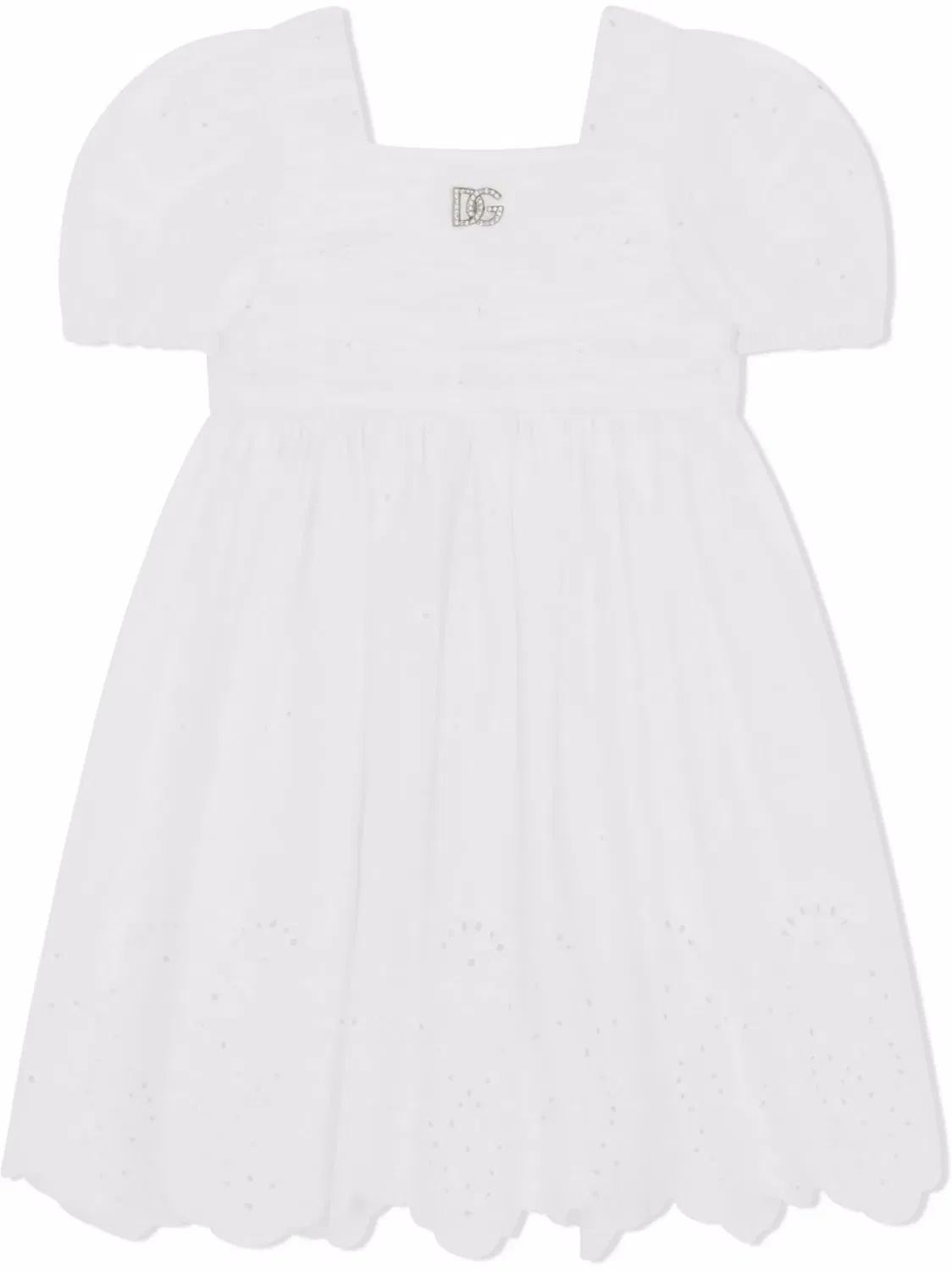 Платье из поплина с бродерией Dolce & Gabbana, белый