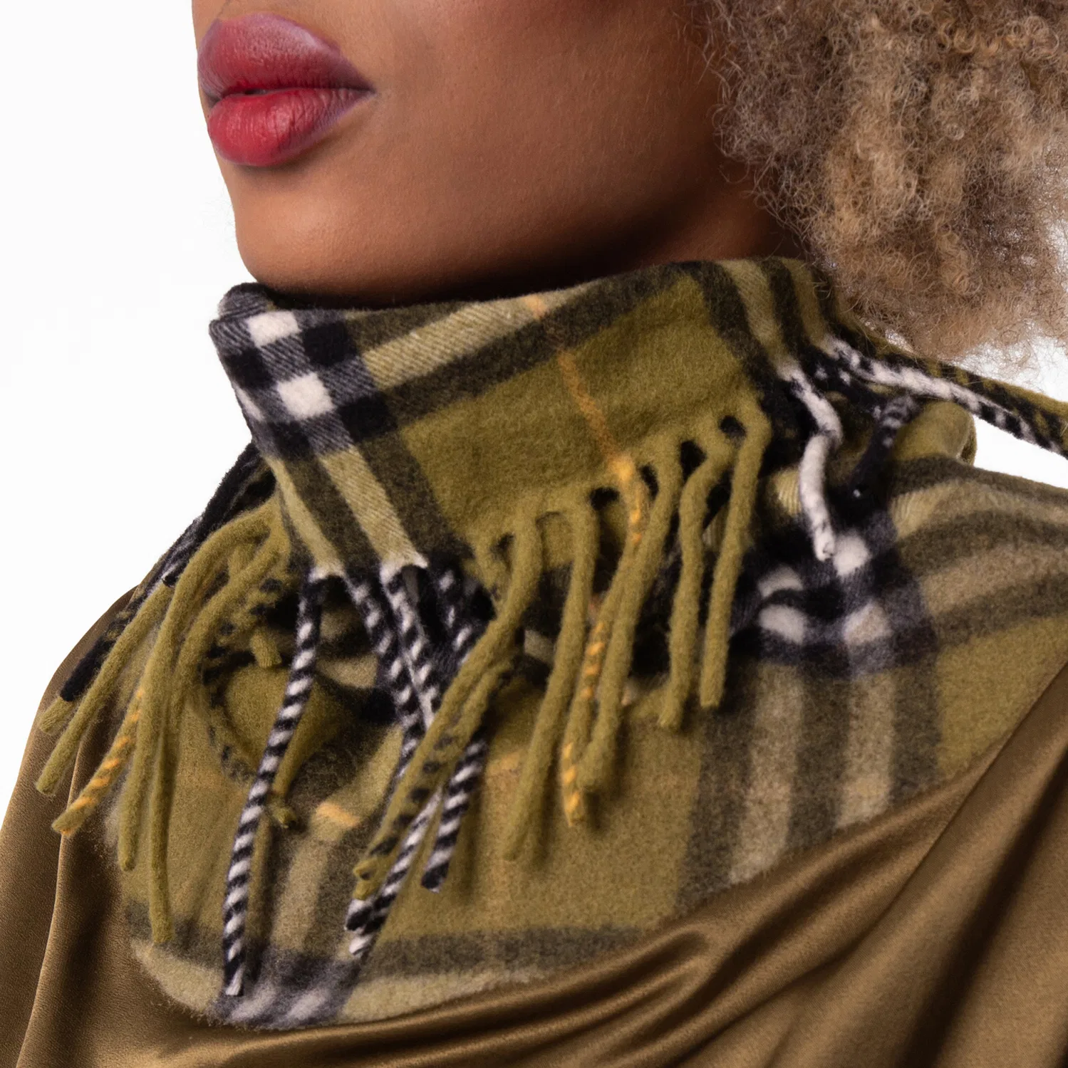 Блуза с длинным рукавом Satin and Check Scarf Panelled Top Burberry, Camp — фото 2