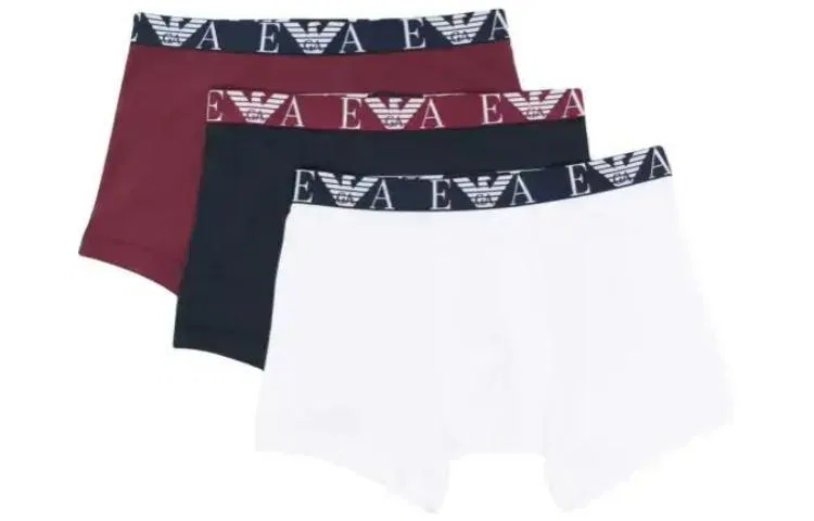 Мужские боксеры с принтом, комплект из 3 штук, EMPORIO ARMANI, White/Chestnut/Blue