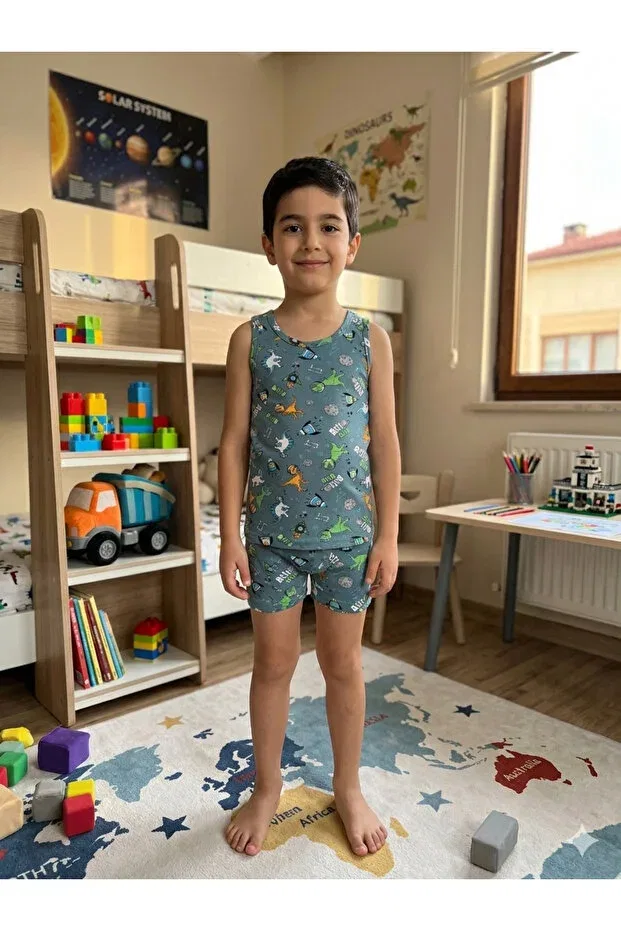 Детский комплект боксеров для мальчиков с принтом Elmas Kids, Green