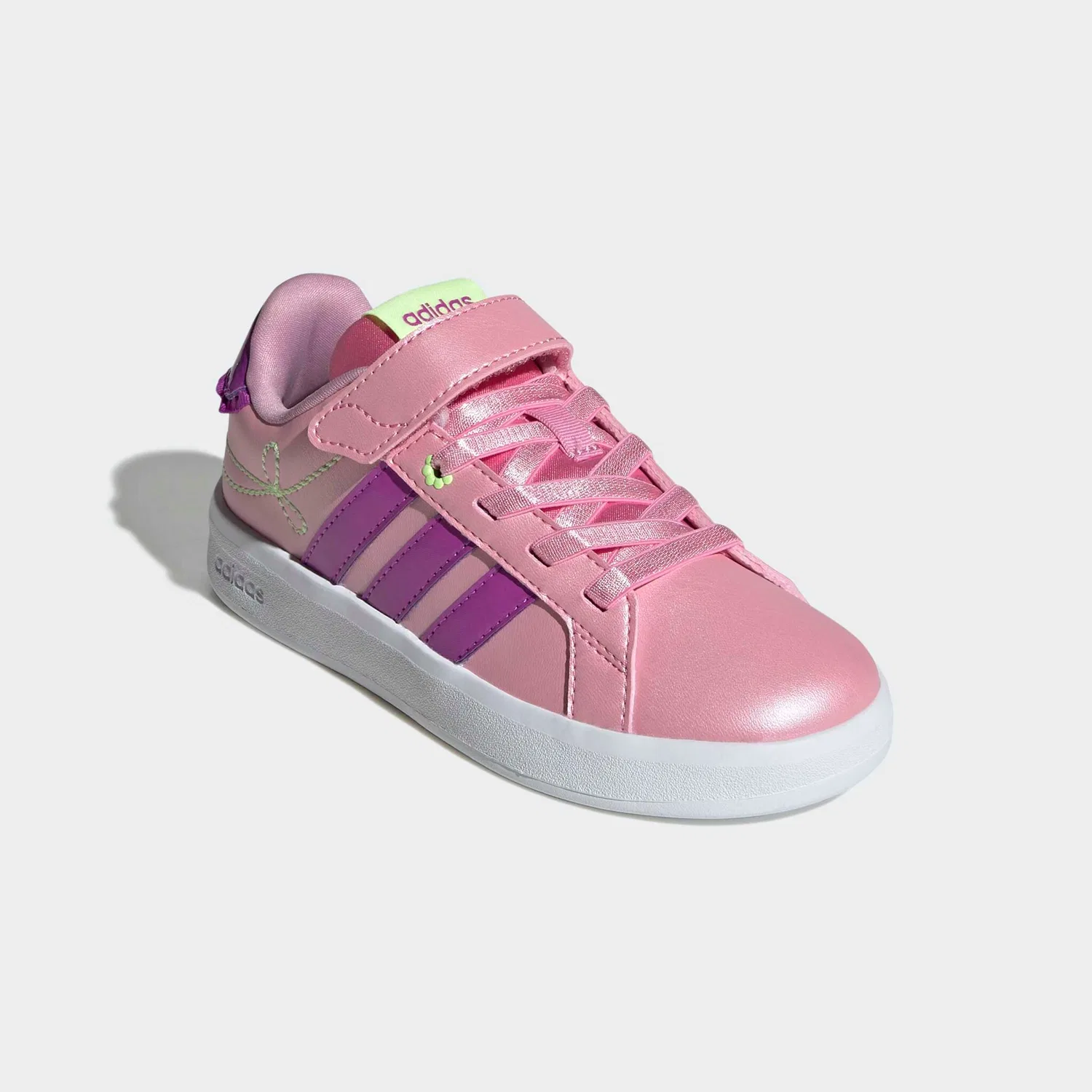 Детские кроссовки с рюшами и бантами Adidas Sportswear, St Tropic Bloom/Purple Burst/Hi-Res Yellow