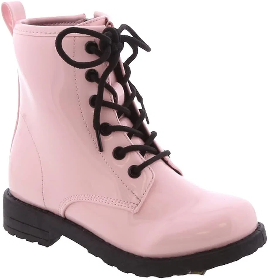 Детские ботинки для девочек на шнуровке с молнией TOP Moda, Pink Patent