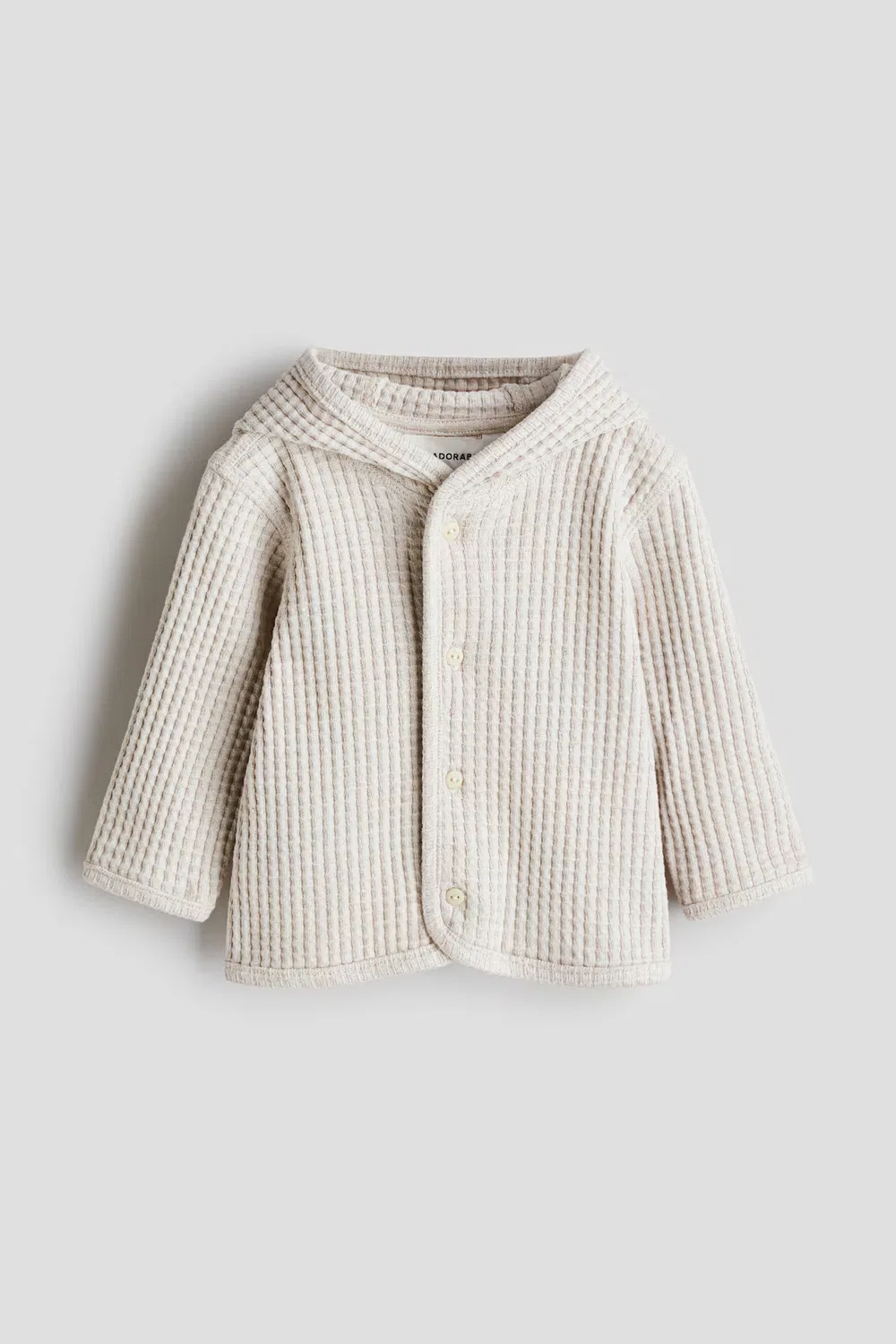 Хлопковый кардиган с вафельной текстурой H&M, Hellbeige — фото 4