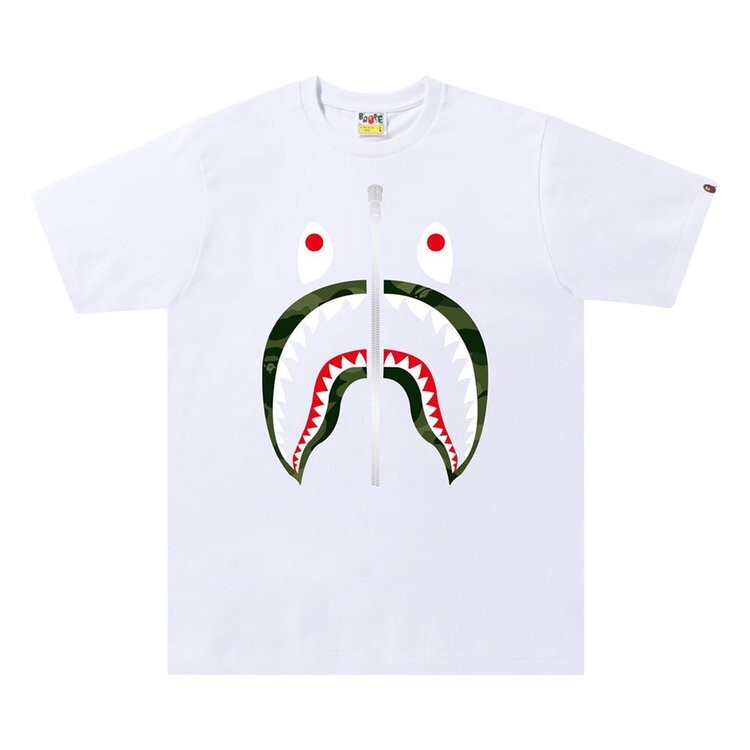

Футболка BAPE Color Camo Shark Tee 'White/Green', белый
