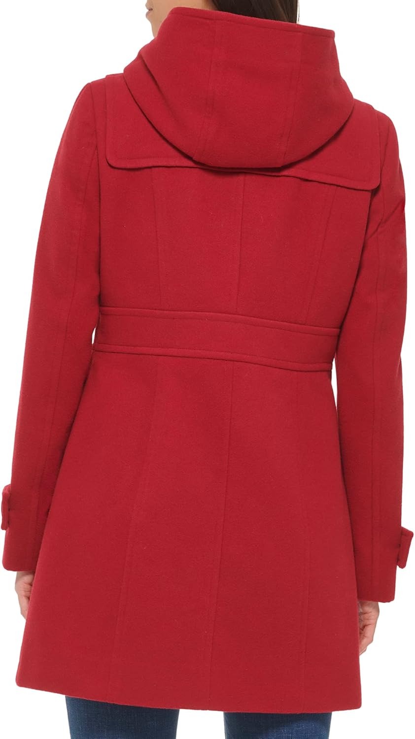 Женская мягкая куртка-бушлат Tommy Hilfiger Luxe с капюшоном, Red — фото 3
