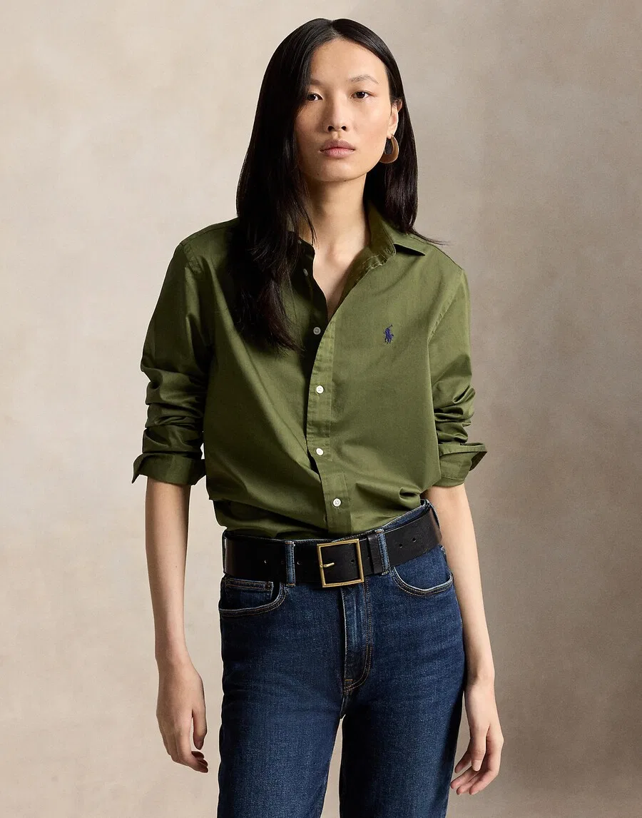 Блузка Polo Ralph Lauren оливкового цвета — фото 2