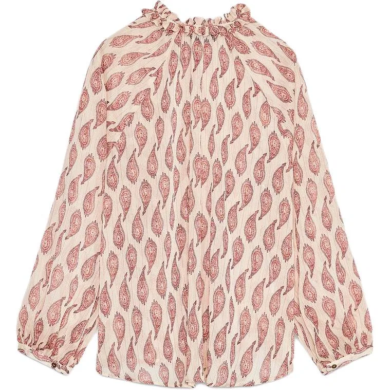 Женская шифоновая блуза с V-образным вырезом Multicolor ZARA, Multicolor — фото 3