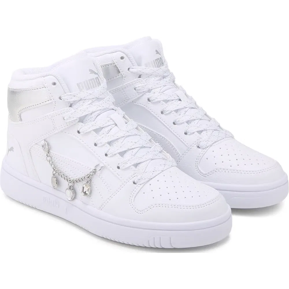 Детские высокие кроссовки Puma, White/Silver