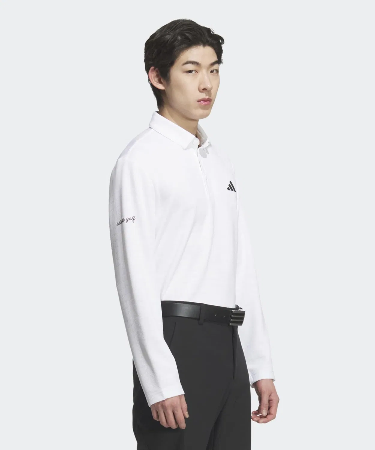 Мужская футболка-поло с монограммой, с длинным рукавом Monogram Long Sleeve Polo Shirt Adidas, Белый — фото 3