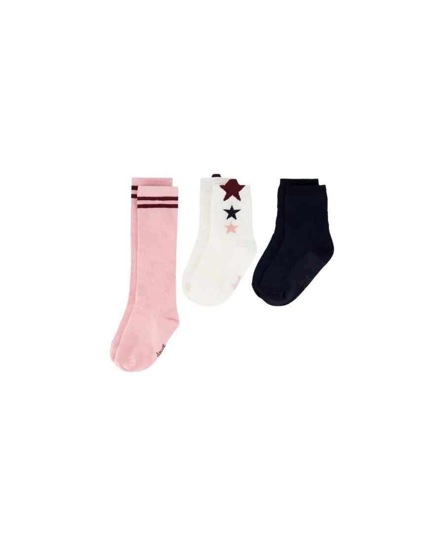 Носки с принтом Varsity League, 3 пары Deux par Deux, Pale Dusty Pink And Navy