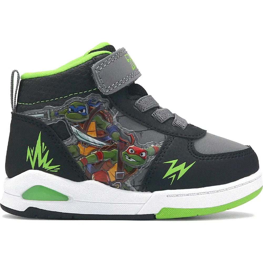 Детские кроссовки TMNT с подсветкой высокие для малышей Teenage Mutant Ninja Turtles, Black/Green — фото 2
