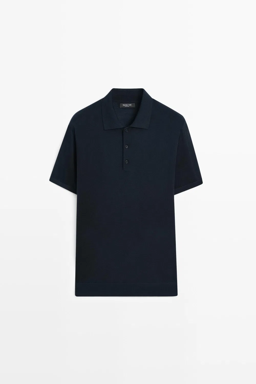 Поло Massimo Dutti Wool Blend Knit Shirt, темно-синий — фото 2