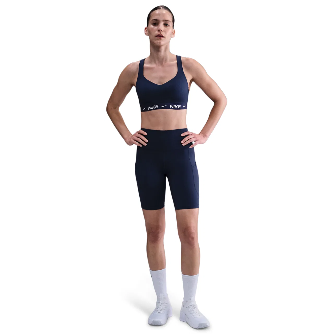 Женский спортивный бюстгальтер с высокой поддержкой Indy High DF, Nike, Midnight Navy — фото 3