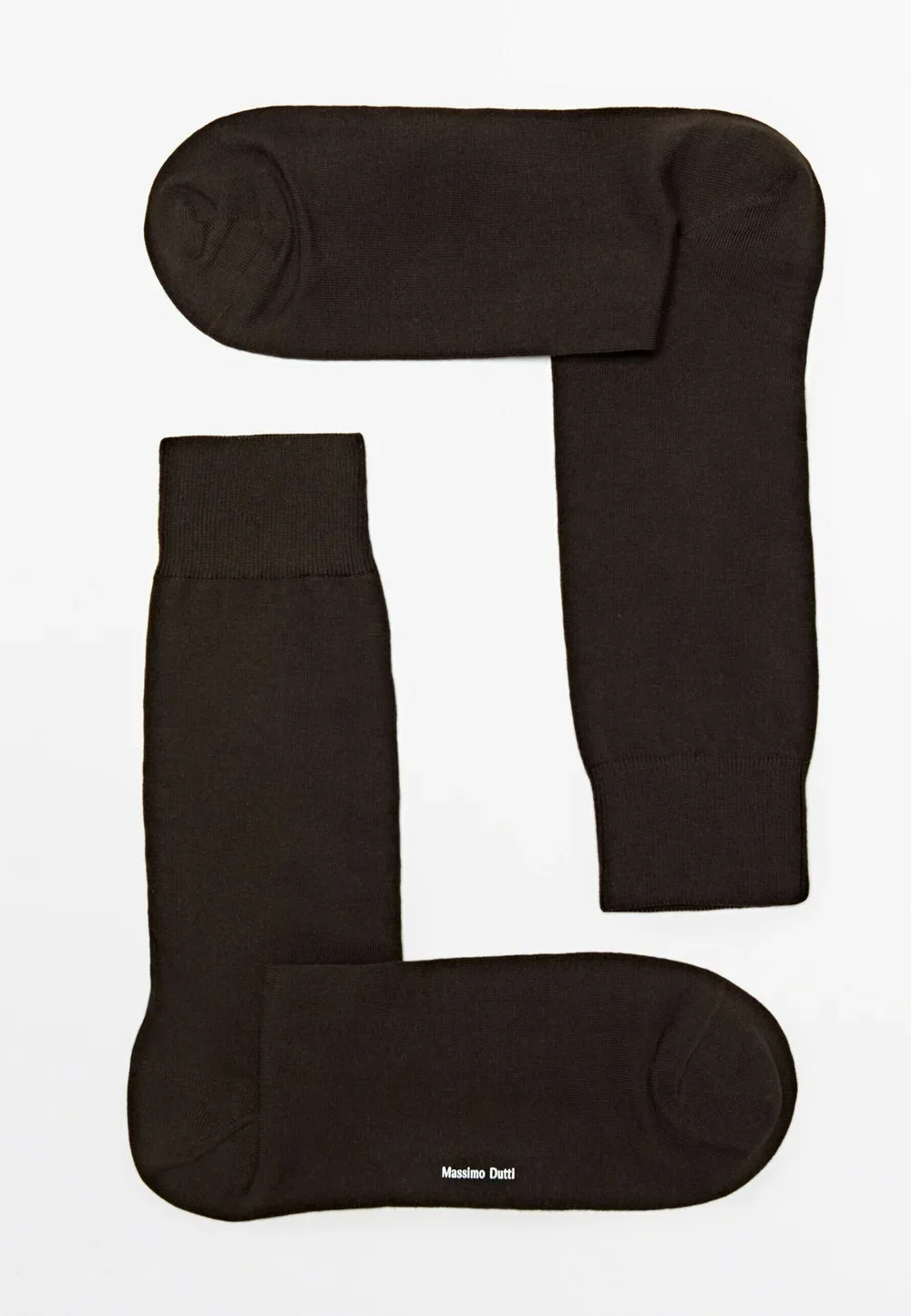 Однотонные вязаные носки из хлопковой смеси - носки Massimo Dutti, Dark Brown — фото 2