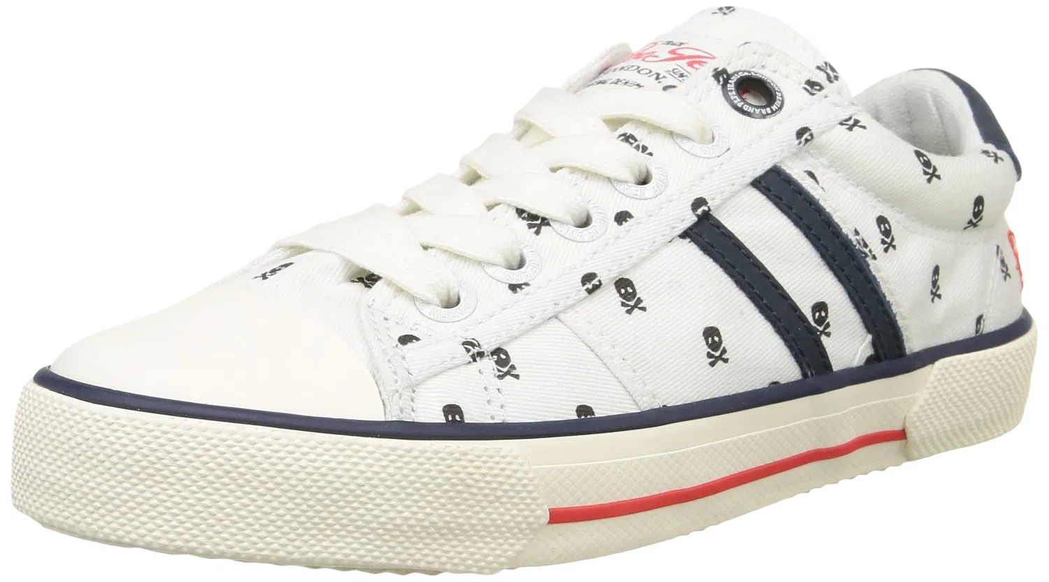Детские кроссовки для мальчиков с принтом Serthi Skulls Pepe Jeans, White Blanc 800 White