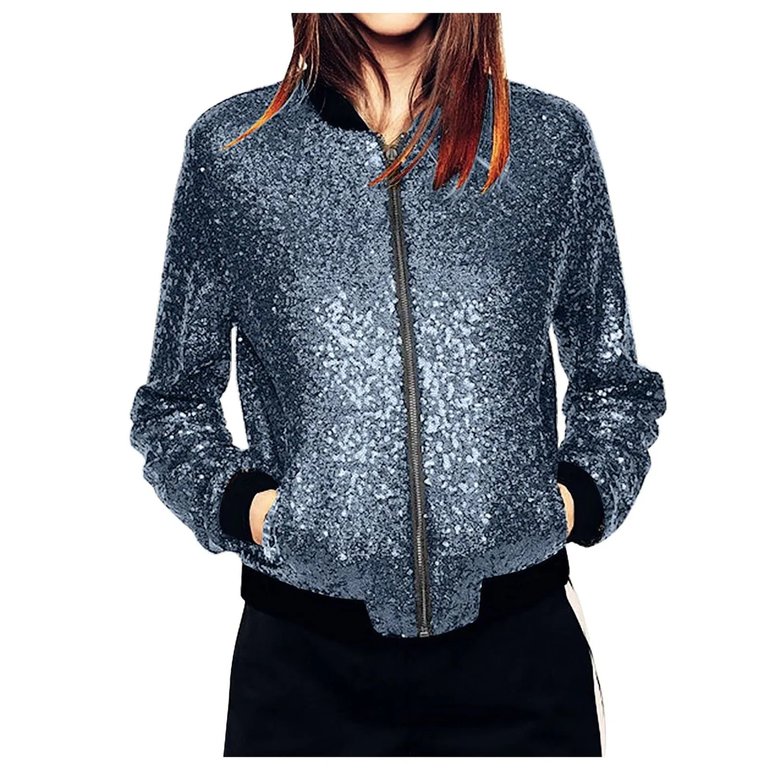 Женское пальто свободного кроя с пайетками Moda Donna Sport, A