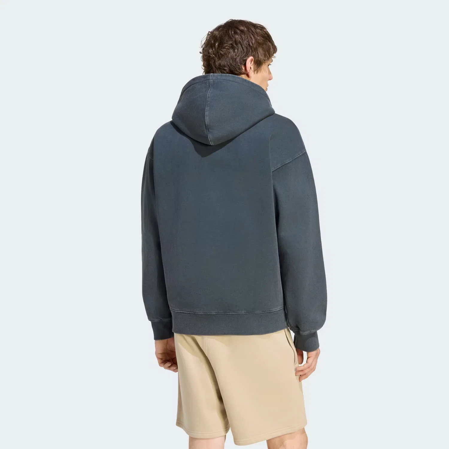 Мужская толстовка на молнии с капюшоном свободного кроя Trefoil Essentials Washed Adidas Originals, черный — фото 2