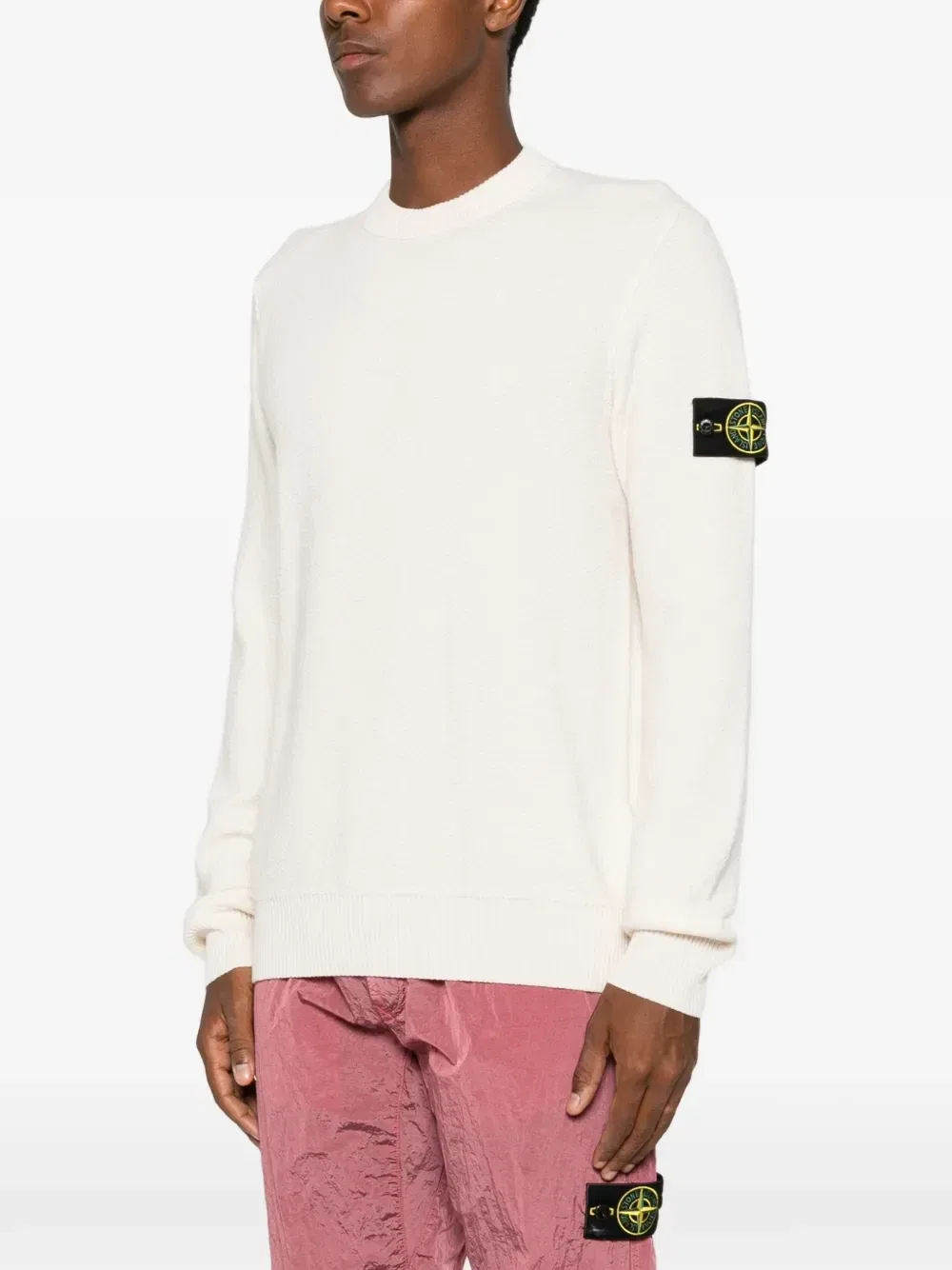 Свитер с нашивкой-логотипом Stone Island, бежевый — фото 3