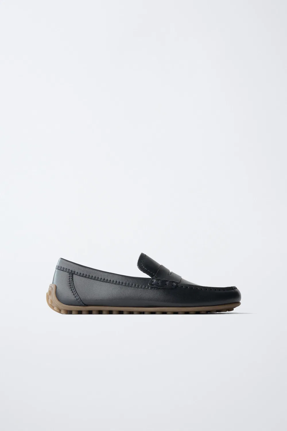 Классические кожаные мокасины ZARA, Navy Blue