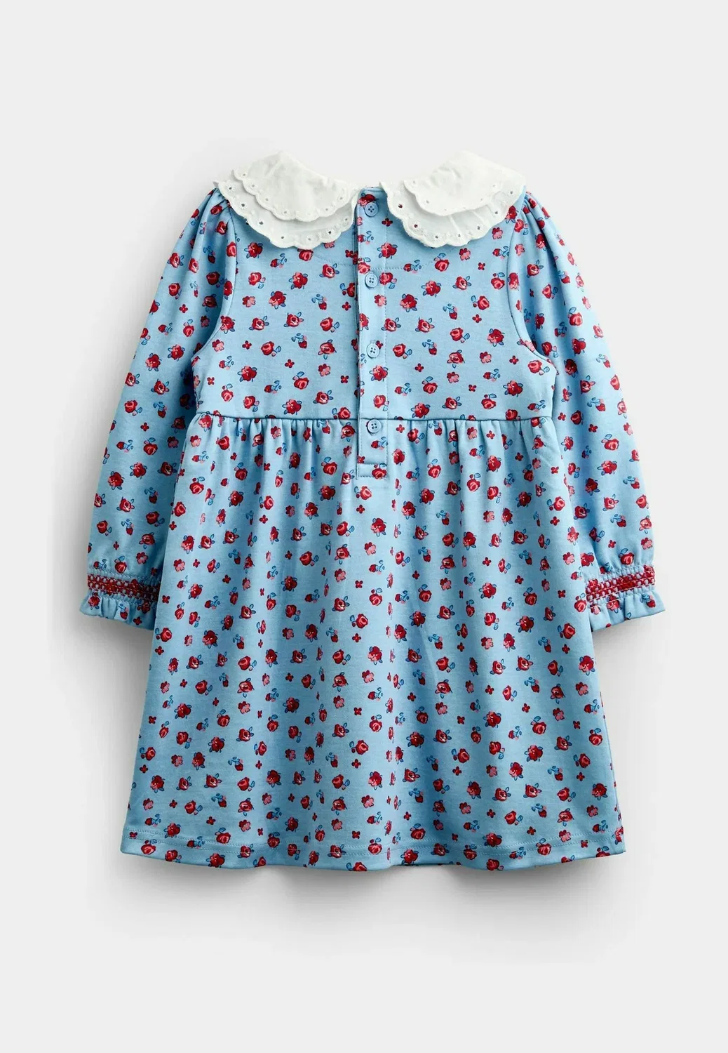 Платье с принтом и сборками - трикотажное платье Jojo Maman Bébé, Light Blue Roses — фото 2