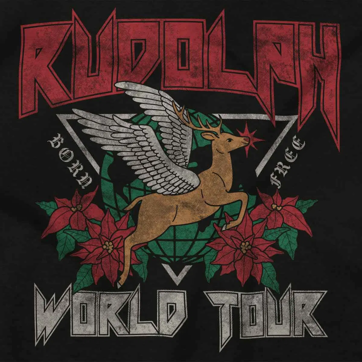 Детское боди с коротким рукавом Christmas Rudolph Xmas World Tour Brisco Brands, Black — фото 2
