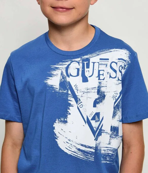 Детская футболка хлопковая Guess, синий — фото 4