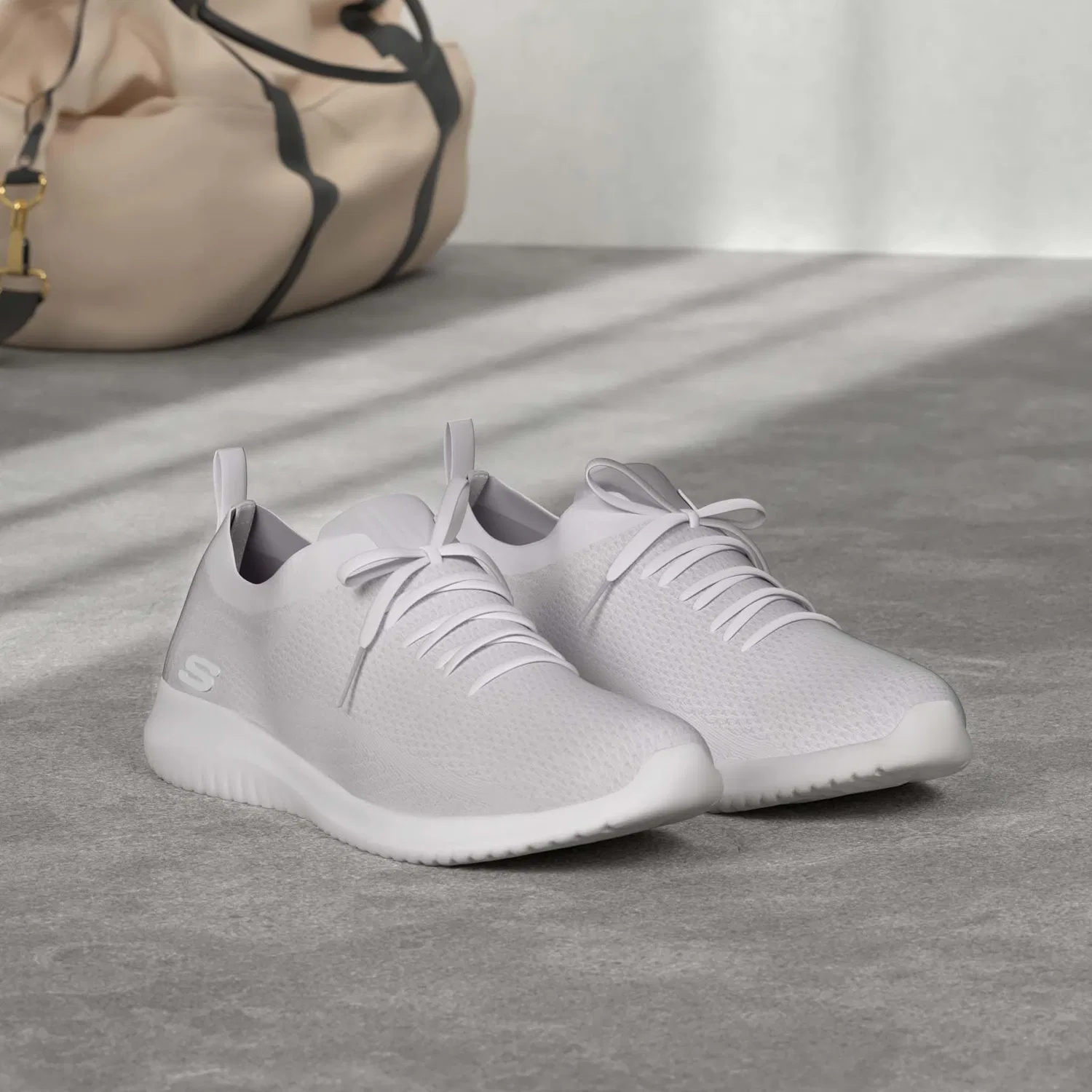 Детские спортивные туфли для девочек легкие с принтом Ultra Flex-Salutations Skechers, White Silver — фото 2