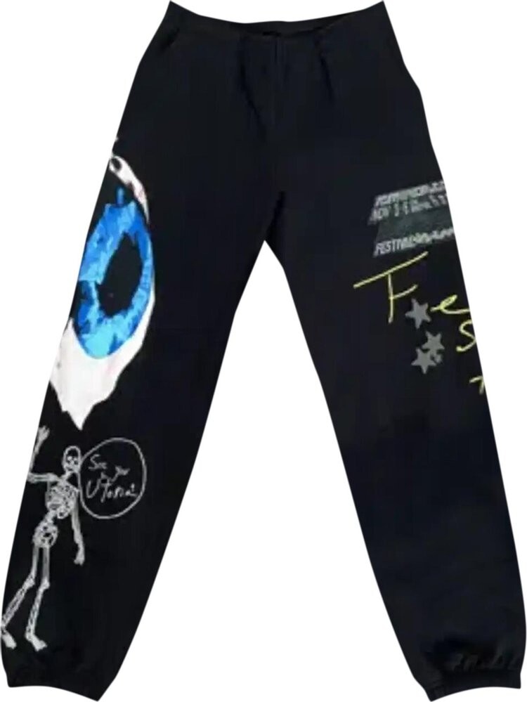 

Спортивные брюки Cactus Jack by Travis Scott Official Astrofest Sweatpants 'Black', черный