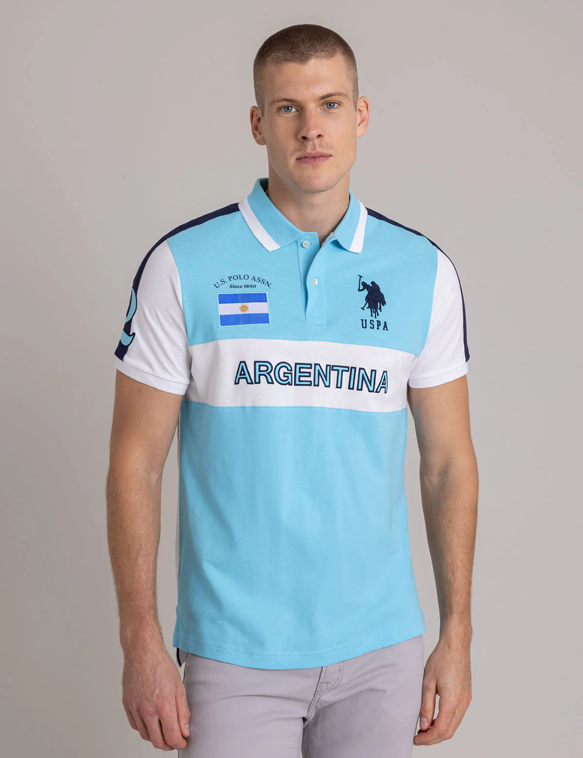 

Футболка U.S. Polo Assn Argentina Color Block Pique, голубой