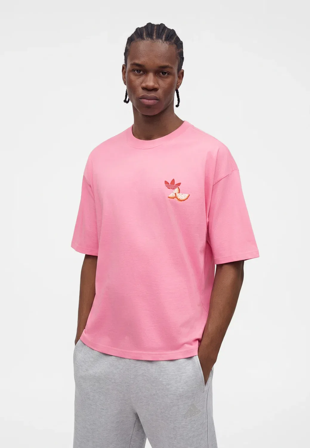 Новая футболка унисекс с полосатым принтом - футболка с принтом Adidas Originals, Bliss Pink — фото 4