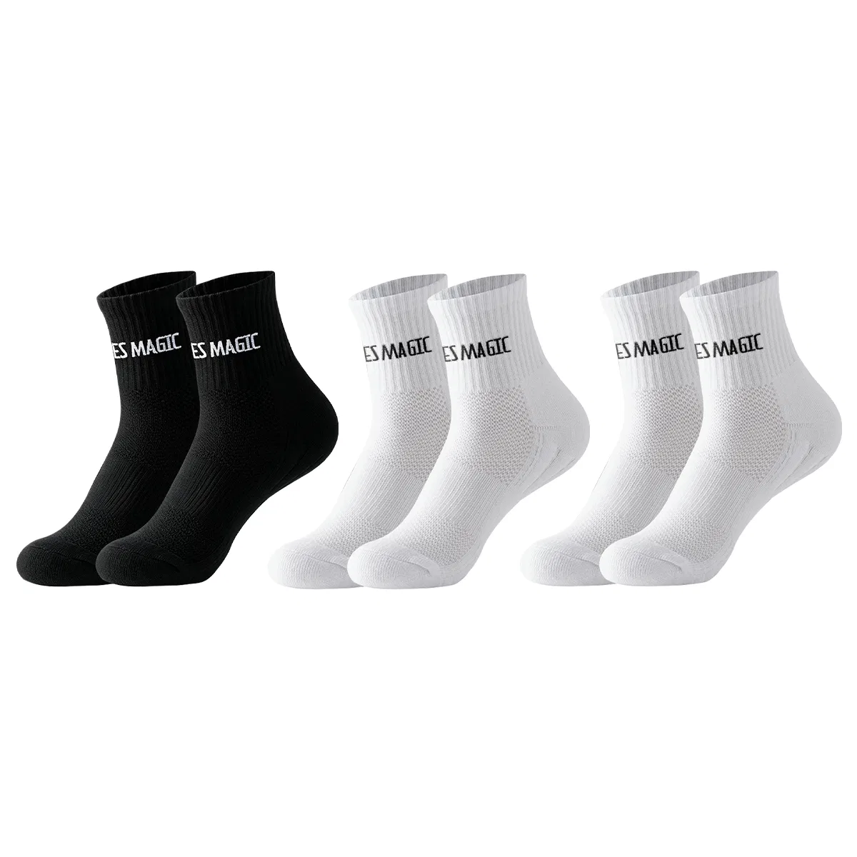 Детские носки спортивные с махровой подошвой, набор из 3 пар, XIA.WA.ZHI.XIU, White/Black