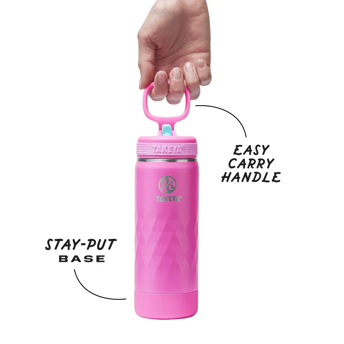 Детская бутылка для воды 18 унций с трубочкой и тройной изоляцией Takeya, Fuchsia Flash — фото 3