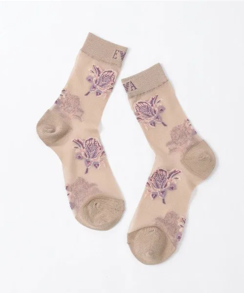 Женские носки с цветочным принтом, модель Flower Sheer EMPORIO ARMANI, Light Pink