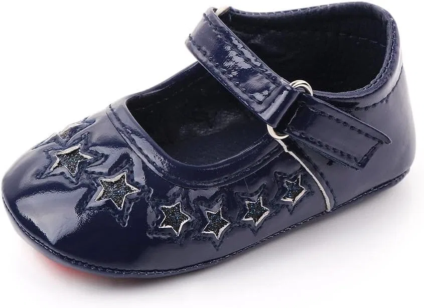 Детские туфли Мэри Джейн для девочек Princess Wedding Dress Ballet Shoes Non-Slip Toddler First Walkers Crib Shoes Purepips, Navy Blue — фото 3