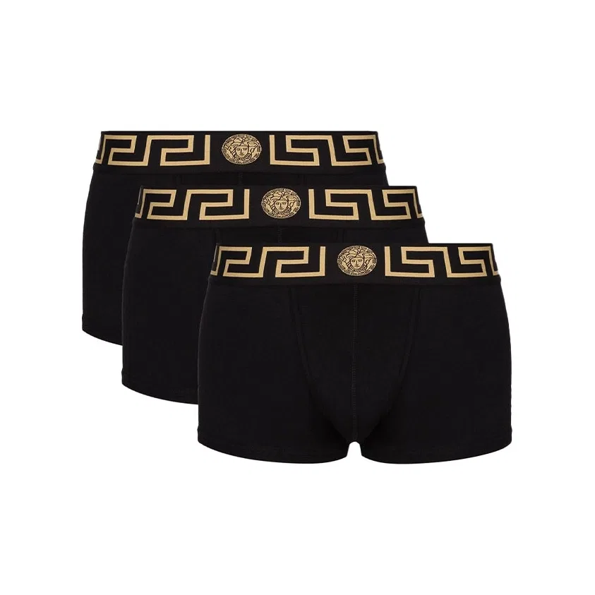 Мужской комплект трусов с принтом Greca Band VERSACE, Black
