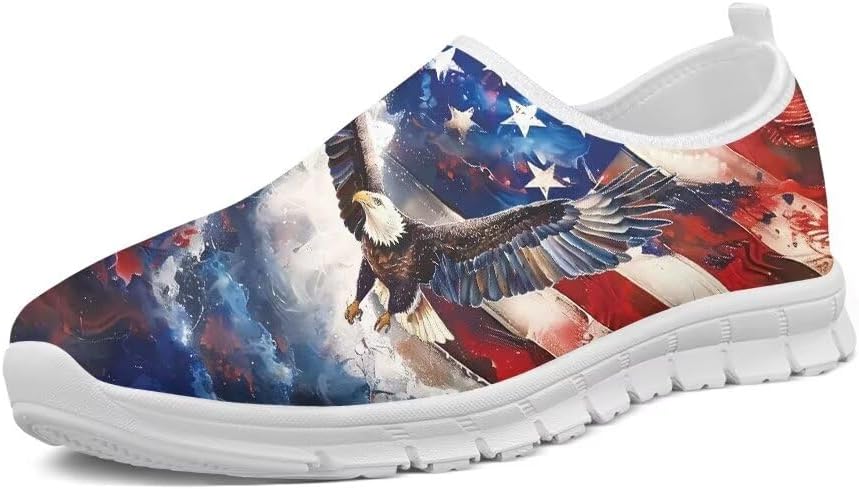 

Женские прогулочные кроссовки Forchrinse Bee, мужские слипоны, поддержка свода стопы, мягкие и комфортные лоферы, легкие, для путешествий, работы и спортзала, American Flag Bold Eagle