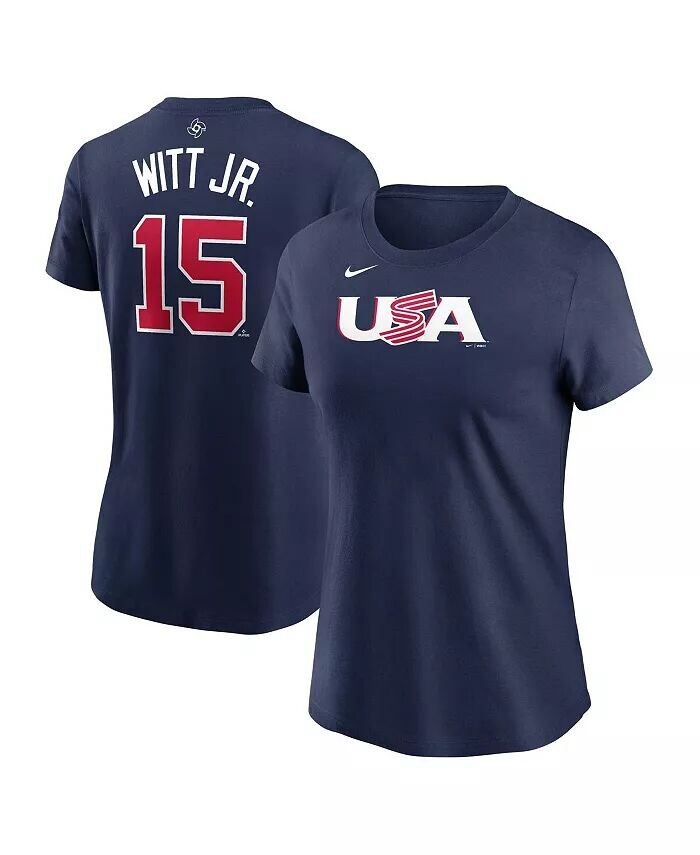 

Женская футболка Bobby Witt Jr. Navy USA Baseball 2023 World Baseball Classic с именем и номером Nike