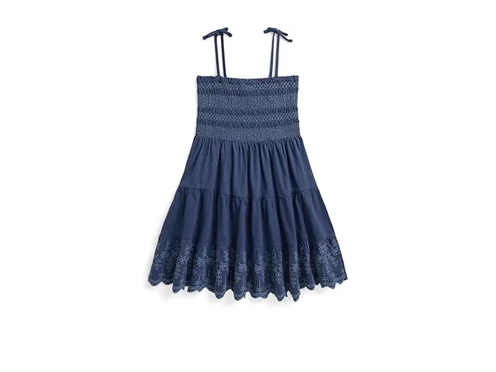 Платье Smocked Eyelet Polo Ralph Lauren Kids, Earth Blue