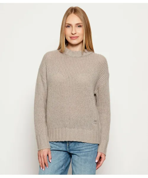 

Свободный шерстяной свитер Oversize fit Hugo, бежевый