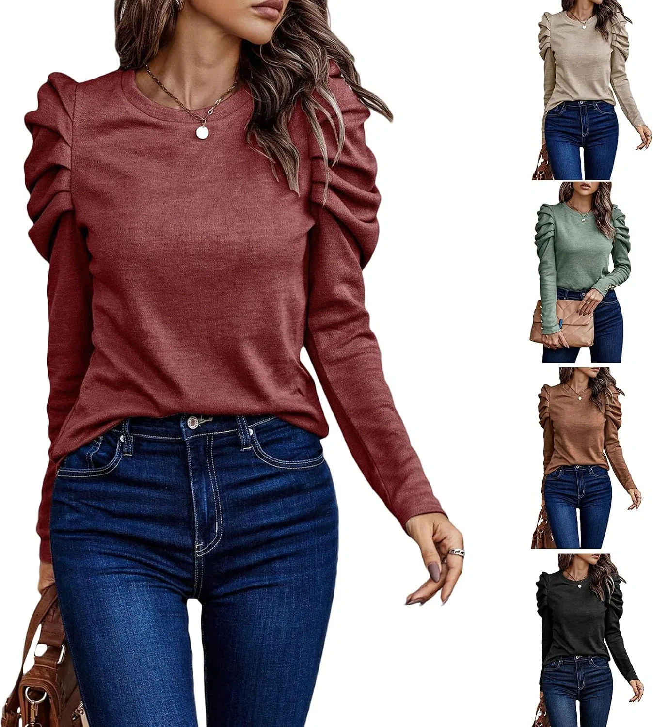 Блуза с длинным рукавом, повседневная, из коллекции Street Casual Loose, зеленый — фото 3