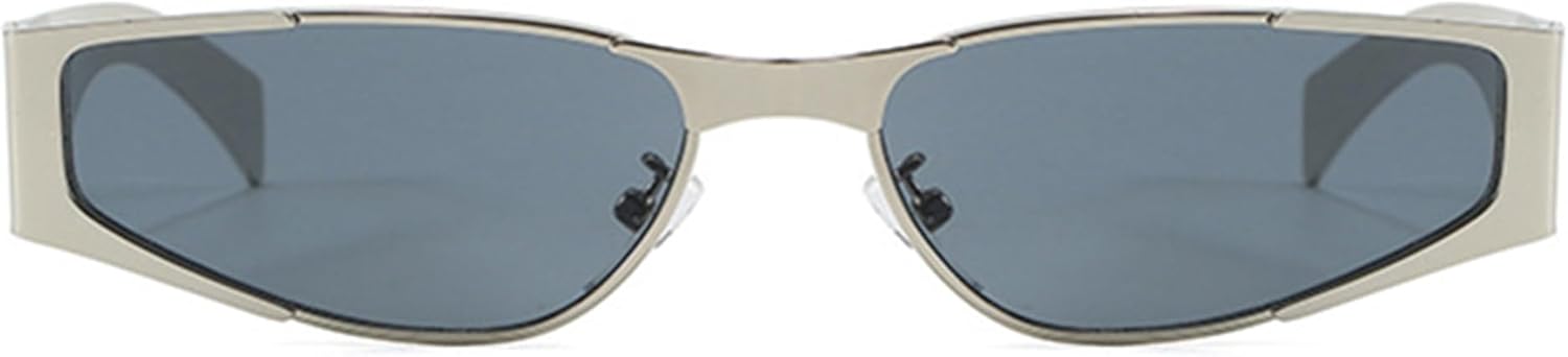 

Солнцезащитные очки Bullabulling в стиле ретро, ​​квадратные, металлические, для женщин и мужчин, 2025 год. Модные винтажные солнцезащитные очки в стиле 90-х, маленькие, узкие, в золотой оправе, Silvery