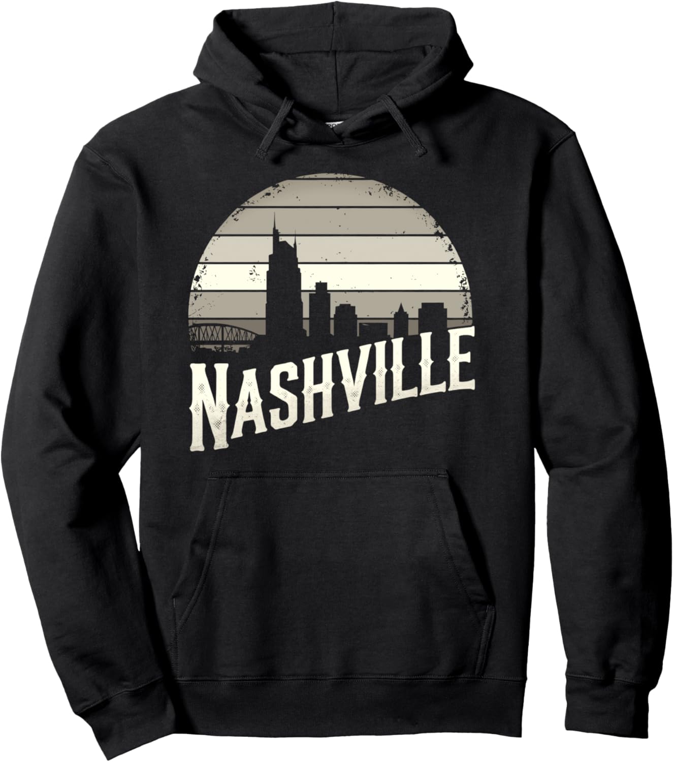 

Ретро-худи в стиле Нэшвилла, штат Теннесси, с винтажным силуэтом города и элементами кантри-музыки Nashville Vintage Tee Co, черный