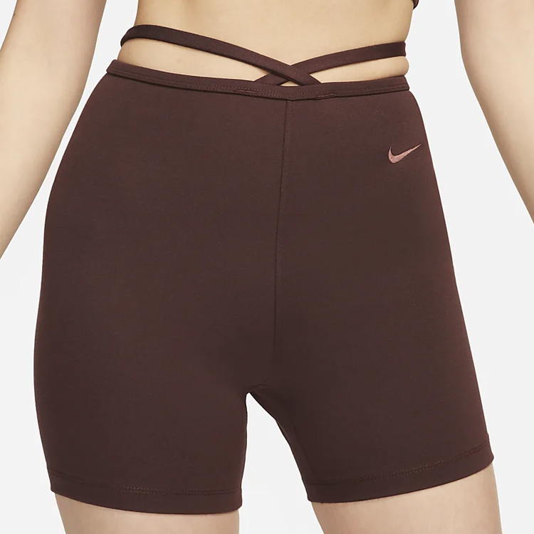 Женские спортивные шорты Nike коричнево-красные — фото 3