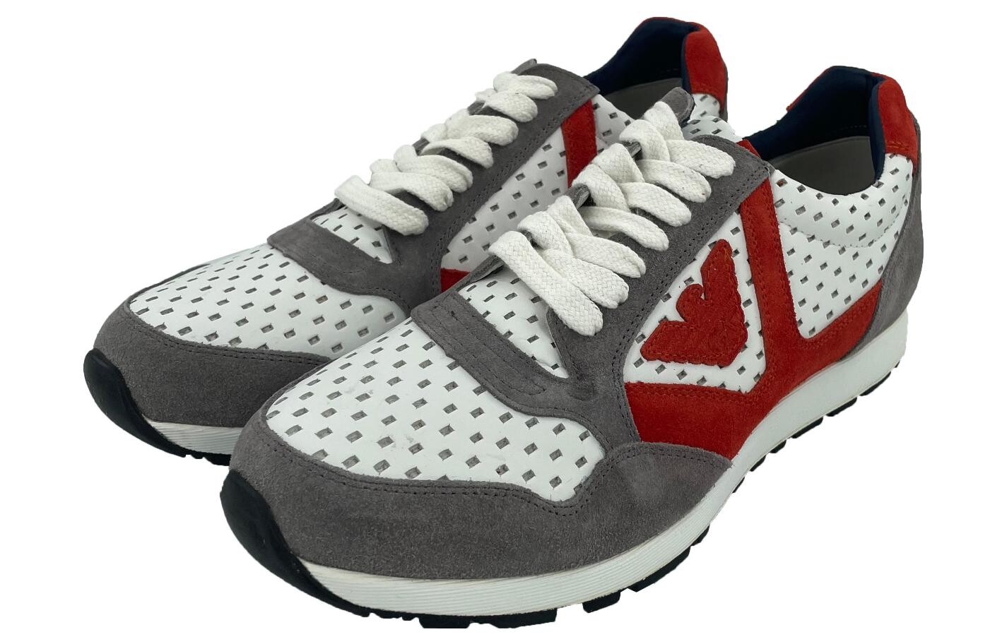 Кроссовки EMPORIO ARMANI Lifestyle Shoes Men Low-top Gray-red-white, белый — фото 3
