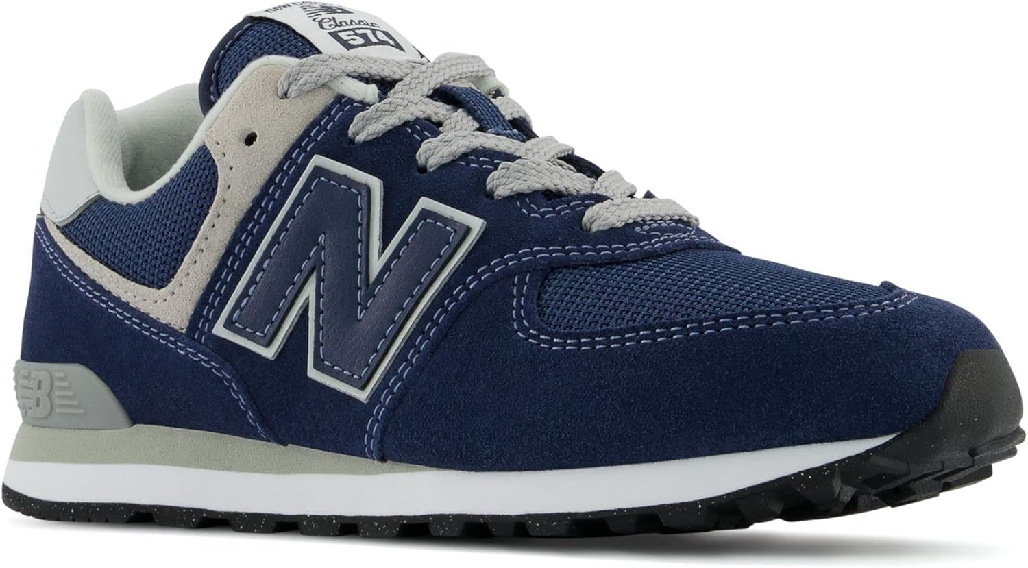 Кроссовки New Balance Kids' 574 V1 на шнуровке, темно-синий/белый — фото 3
