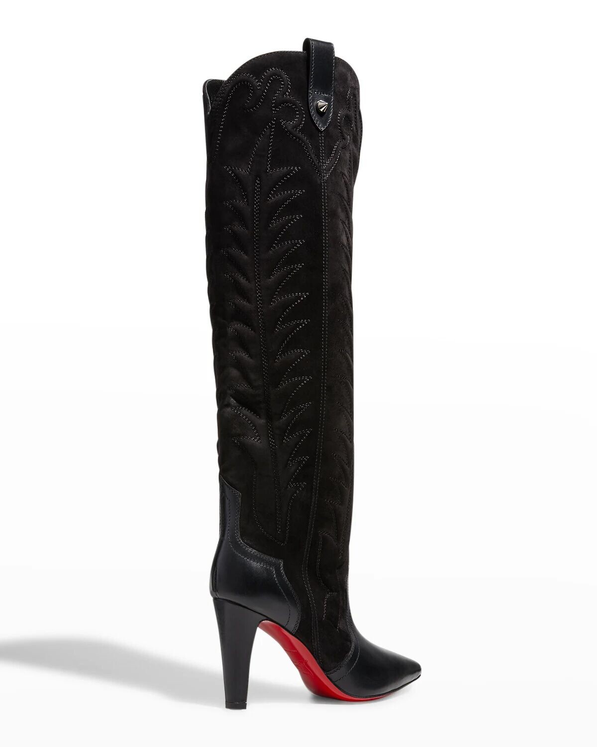Сапоги Santia Botta из смешанной кожи на красной подошве Christian Louboutin, черный — фото 3