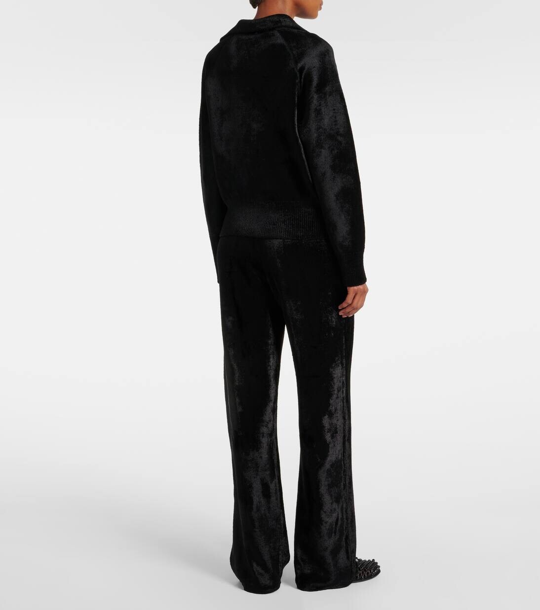 Свитер-поло из смесовой шерсти Alaïa, цвет noir alaia — фото 3