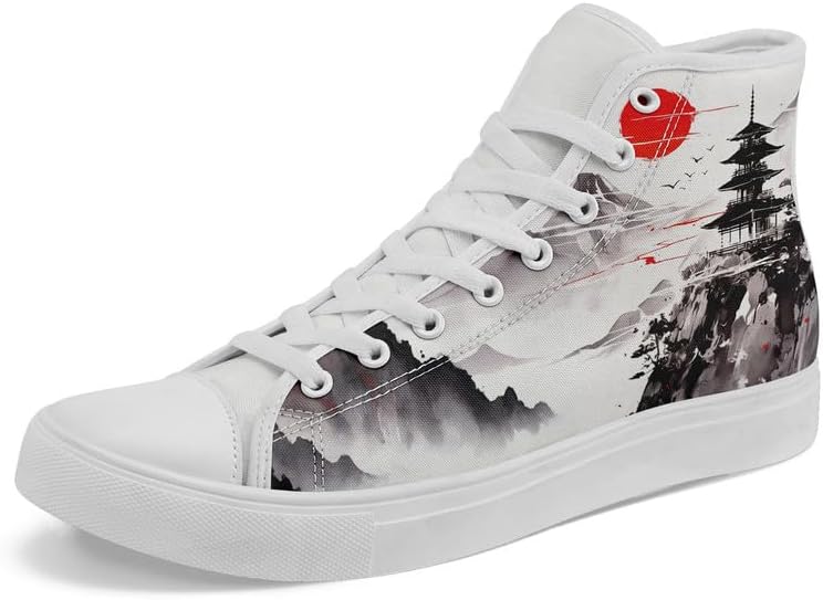 

Высокие кеды AWSOLE в китайском стиле из канвы, комфортные, с рисунком панд, бамбука и журавлей, восточные повседневные обувь для мужчин и женщин, белый/черный/красный/серый