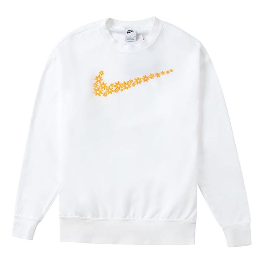 

Худи (WMNS) Nike Solid Color Flower Logo Casual Round Neck Pullover White Hoodie